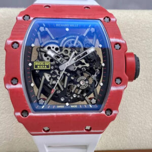 Richard Mille RM35-02 T+ Factory NTPT Carbon Fiber White Rubber Strap JF Replica Watches - JF Replica