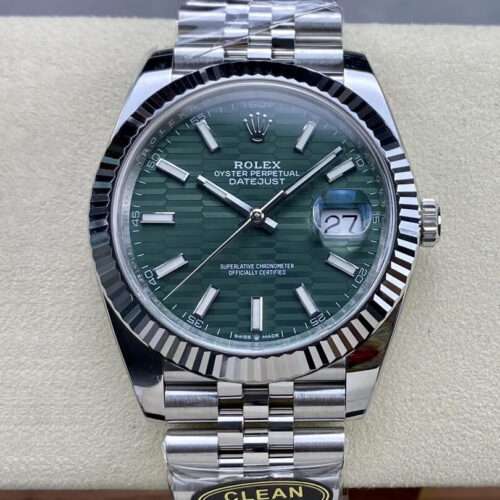 Rolex Datejust 41MM M126334-0030 Clean Factory Stainless Steel Green Dial JF Replica Watches - JF Replica